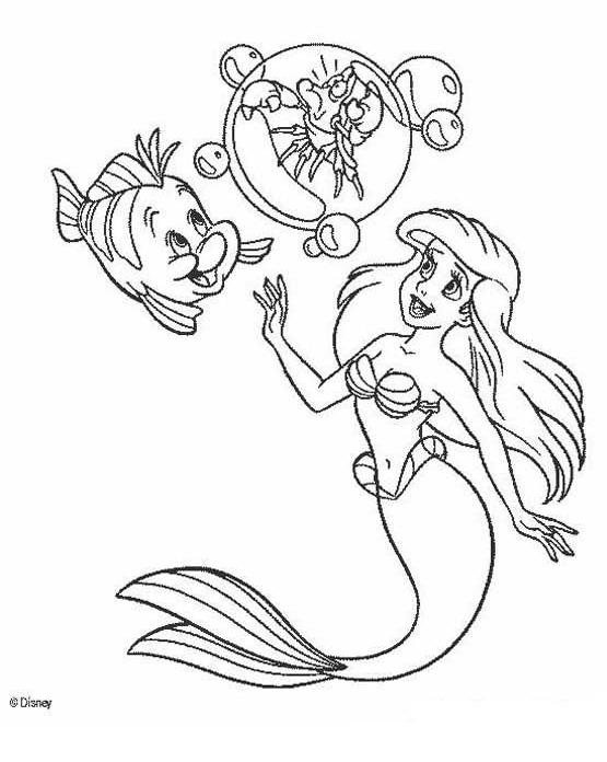 coloriage Arielle la petite sirene et ses amis